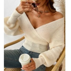 Cupshe Ribbed Wrap Sweater